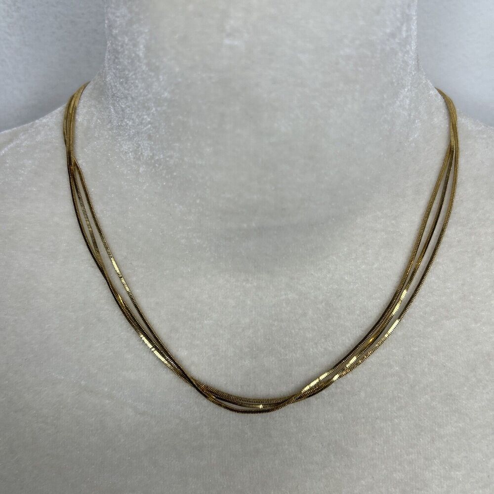 Vintage Napier Necklace chain Goldtone 3 strand Costume Sign for parts or repair